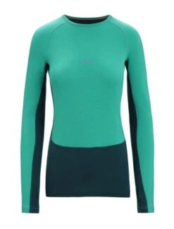Icebreaker 260 ZoneKnit LS Crewe Womens Thermal Top – Fresh/Green Glory – XS