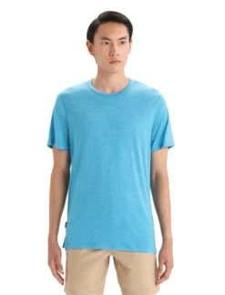 Icebreaker Merino Sphere II Short Sleeve Mens T-Shirt – Geo Blue Heather – L