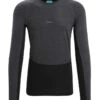 Icebreaker 125 ZoneKnit LS Crewe Mens Thermal Top – Jet Heather/Black – S -Clothing Sports Store 248621523