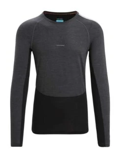 Icebreaker 125 ZoneKnit LS Crewe Mens Thermal Top – Jet Heather/Black – S