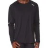 2XU Aero L/S Mens Running T-Shirt – Black/Silver Reflective – S