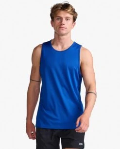 2XU Aero Mens Running Tank – Surf/Silver Reflective – L