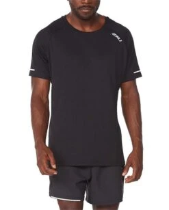 2XU Aero Mens Running Tee – Black/Silver Reflective – XXL
