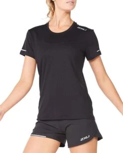 2XU Aero Womens Running Tee – Black/Silver Reflective – M