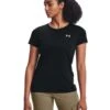 Under Armour Tech SS Womens Quickdry T-Shirt – Black/Metallic Silver – M -Clothing Sports Store 248628417