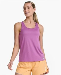 2XU Aero Womens Running Singlet – Mauve/White Reflective – S